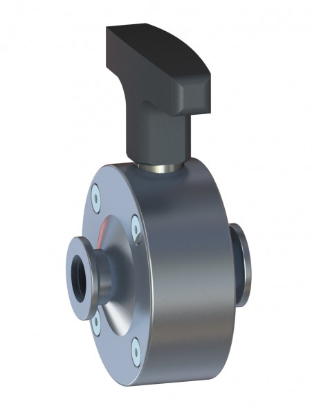 Schmetterlingsventil einseitig angedreht/einseitig montiert
